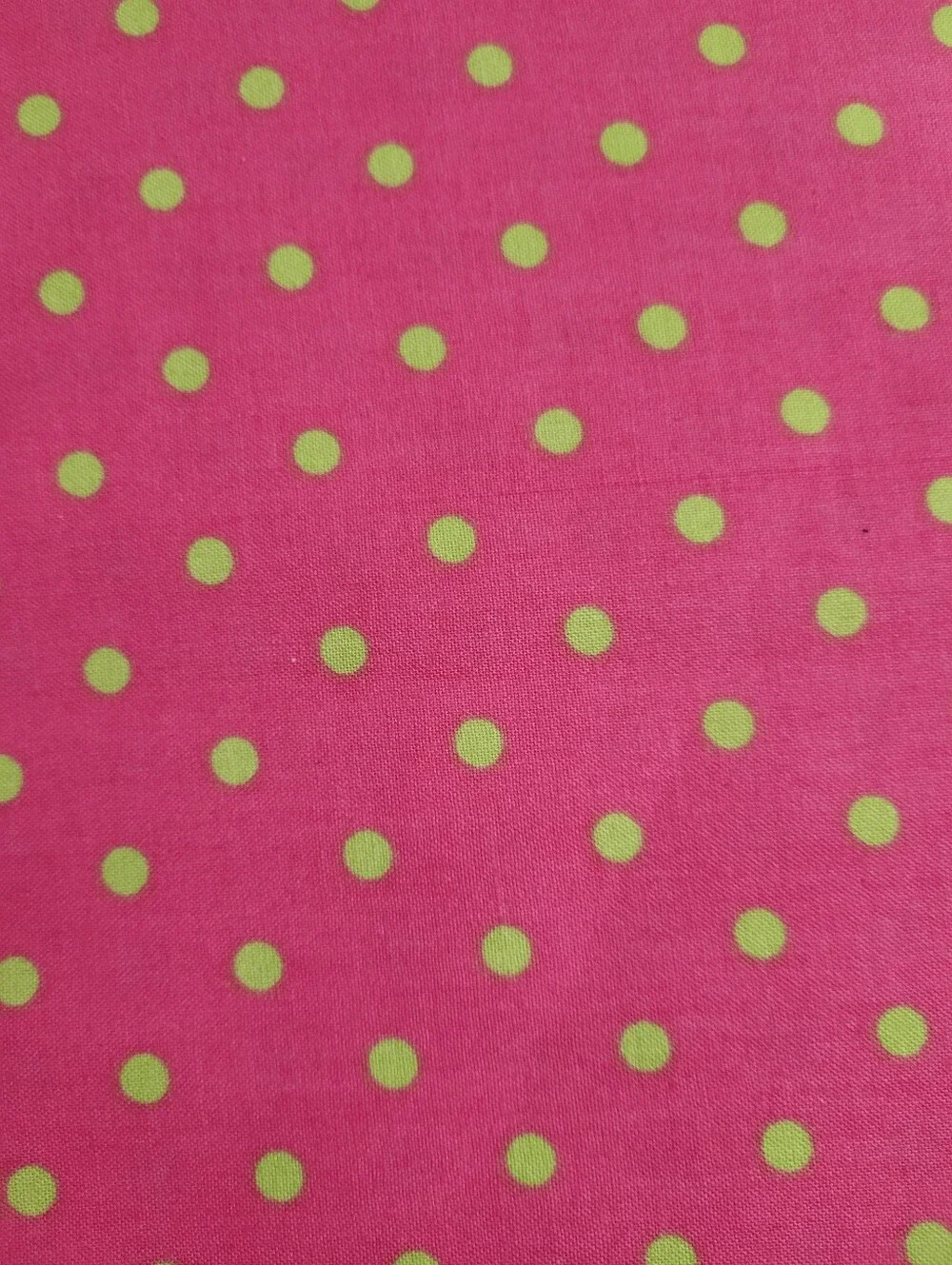 VIP By Cranston Pink Fabric with Lime Green Polka Dots (1522)